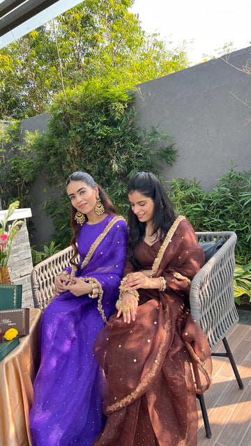 Sitara - e - Noor saree ( bright purple/ brown )