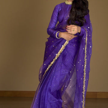 Sitara - e - Noor saree ( bright purple )