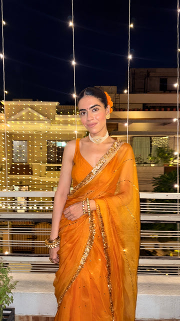 Laila - e - Husn saree ( deep Marigold )
