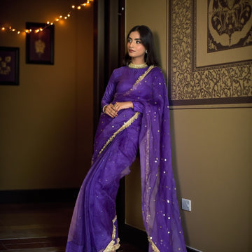 Sitara - e - Noor saree ( bright purple )