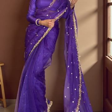 Sitara - e - Noor saree ( bright purple )