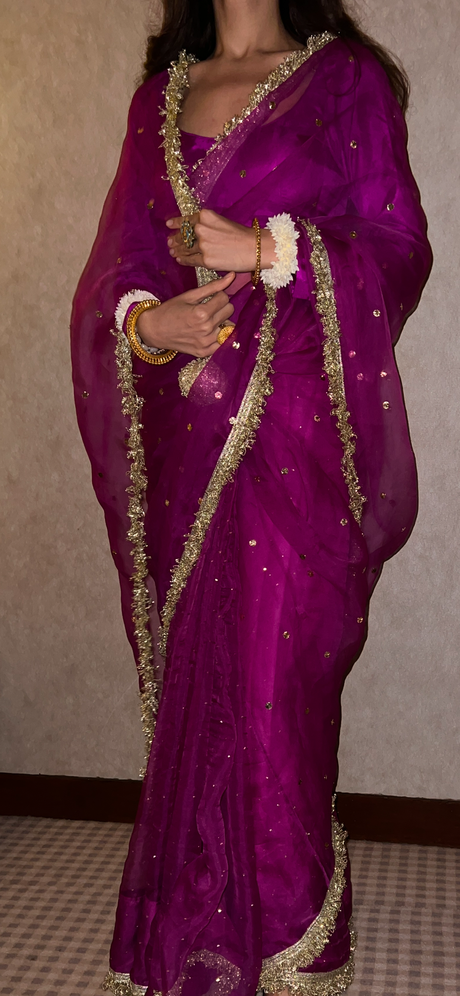 Sitara - e - Noor saree ( Deep magenta )