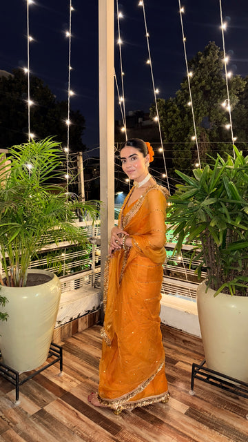 Laila - e - Husn saree ( deep Marigold )