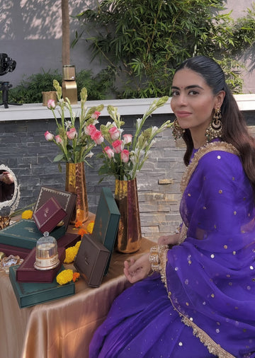 Sitara - e - Noor saree ( bright purple/ brown )