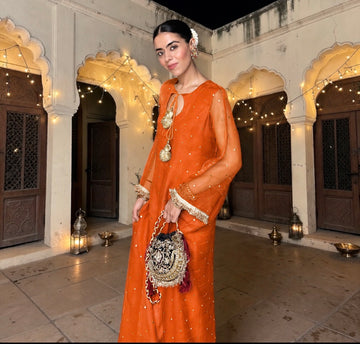 Sitara e Noor Kaftan ( Tangerine )